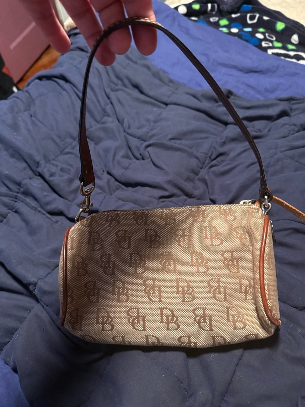DB Monogram Neutral Shoulder Bag - Brown/Cream